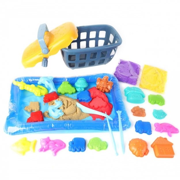 Kinetinio smėlio rinkinys dėkle su formelėmis, 4 spalvos, 0,8 kg, WOOPIE 5