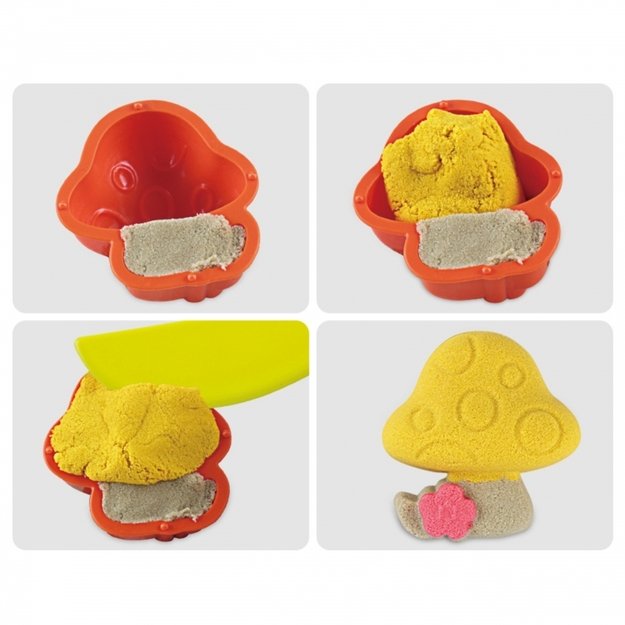 Kinetinio smėlio rinkinys dėkle su formelėmis, 4 spalvos, 0,8 kg, WOOPIE 7