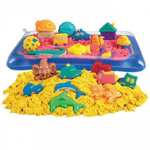 Kinetinio smėlio rinkinys dėkle su formelėmis, 4 spalvos, 0,8 kg, WOOPIE 2