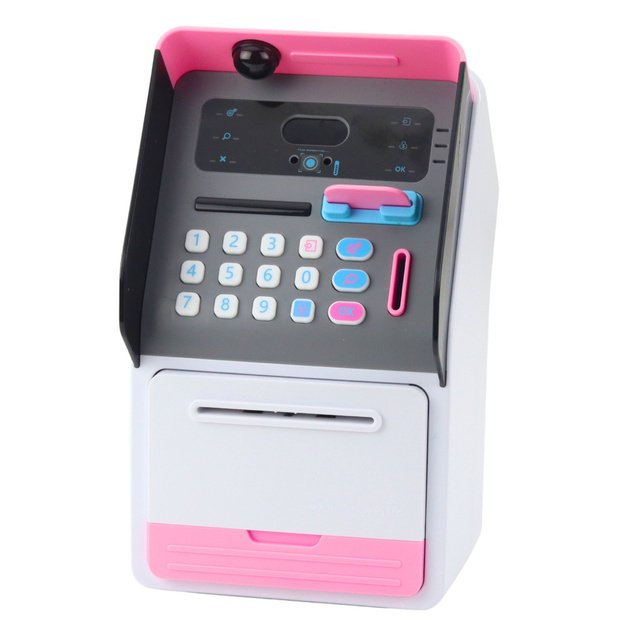 Interaktyvi taupyklė – seifas ATM su PIN kodu, rožinė 1
