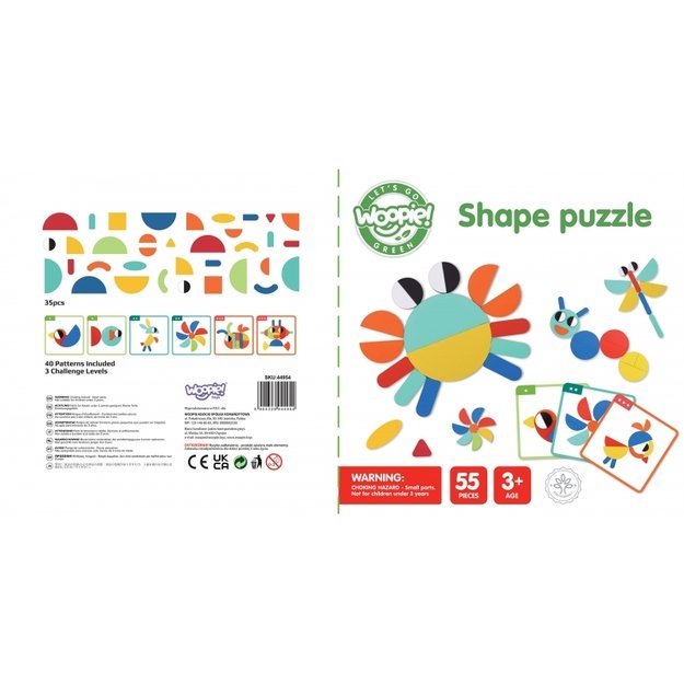 Medinė Montessori dėlionė 55 detalės, Woopie
