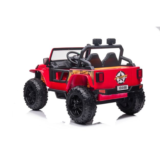 Vienvietis elektromobilis vaikams Jeep Extreme iki 100 kg XB-1118, raudonas 24