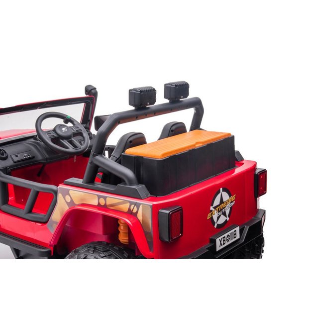 Vienvietis elektromobilis vaikams Jeep Extreme iki 100 kg XB-1118, raudonas 1