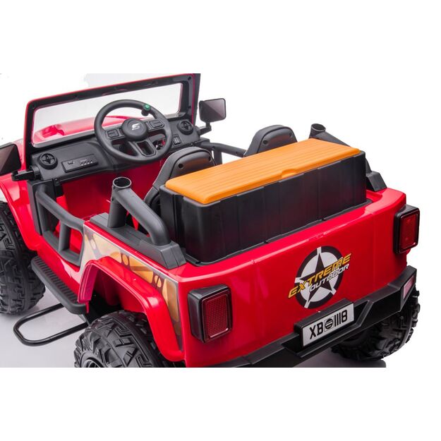 Vienvietis elektromobilis vaikams Jeep Extreme iki 100 kg XB-1118, raudonas 22
