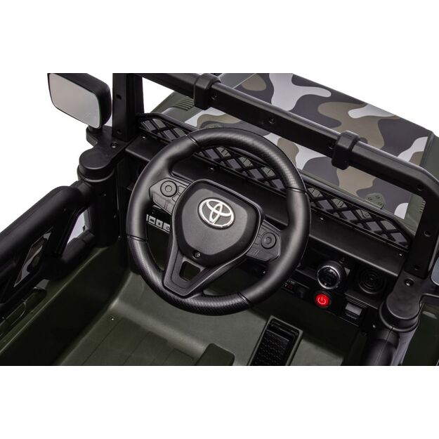 Vienvietis elektrinis visureigis Toyota FJ Moro 4x4, žalias kamufliažas
