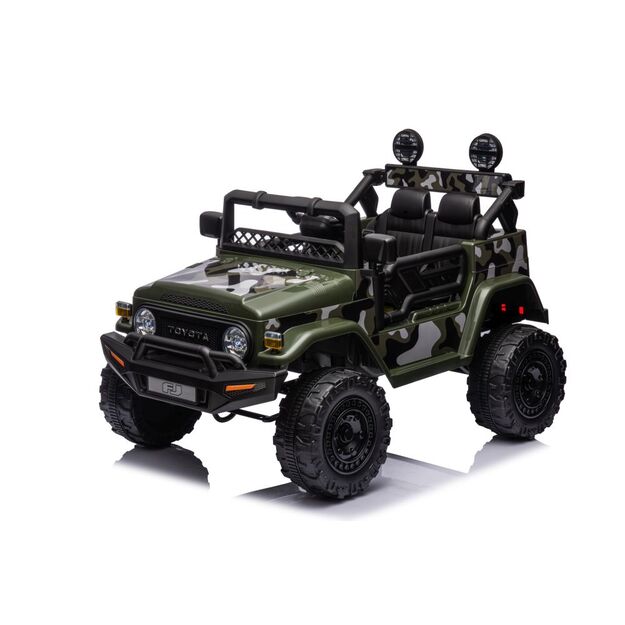 Vienvietis elektrinis visureigis Toyota FJ Moro 4x4, žalias kamufliažas