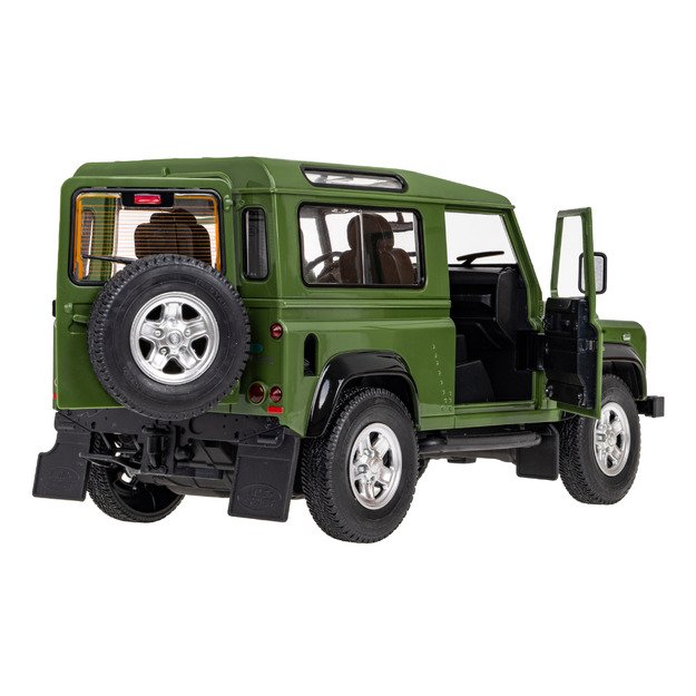 Nuotoliniu būdu valdomas Land Rover Defender automobilis, žalias