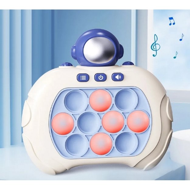 Arkadinis antistresinis žaidimas POP IT su garso efektais, WOOPIE, kosmonautas, baltas
