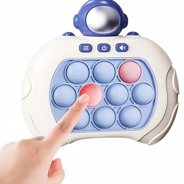 Arkadinis antistresinis žaidimas POP IT su garso efektais, WOOPIE, kosmonautas, baltas