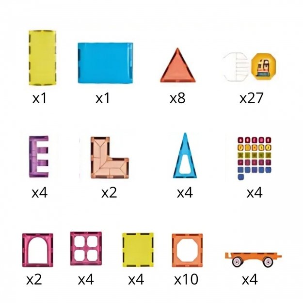 3D statybiniai magnetiniai  blokai „Traukinys“ 71 vnt., WOOPIE 5