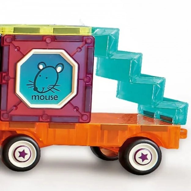 3D statybiniai magnetiniai  blokai „Traukinys“ 71 vnt., WOOPIE 4