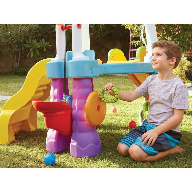 Didelė vaikų žaidimų aikštelė su čiuožykla, vandens patranka Little Tikes