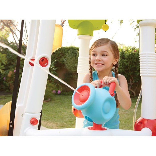 Didelė vaikų žaidimų aikštelė su čiuožykla, vandens patranka Little Tikes