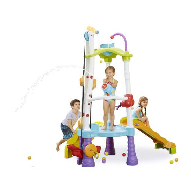 Didelė vaikų žaidimų aikštelė su čiuožykla, vandens patranka Little Tikes