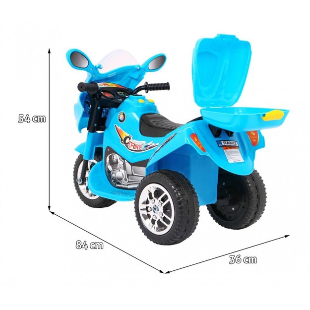 Vaikiškas elektrinis motociklas BJX-088 su trimis ratais, mėlynas