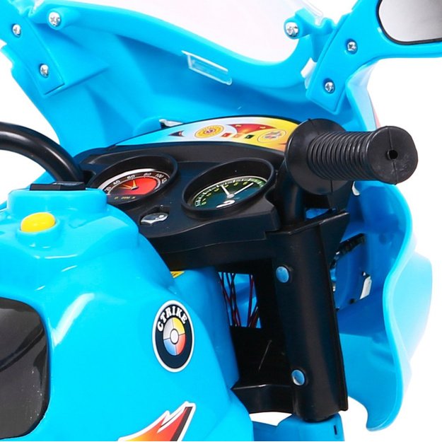 Vaikiškas elektrinis motociklas BJX-088 su trimis ratais, mėlynas