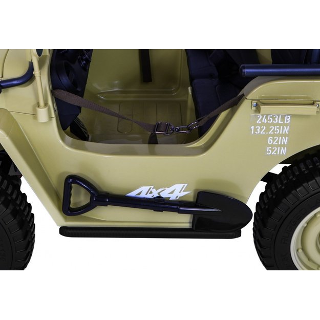 Dvivietis elektromobilis vaikams JEEP 4x4 Willy 24V 4x90W JH101, smėlio spalvos