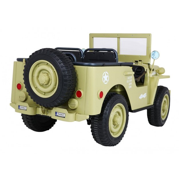 Dvivietis elektromobilis vaikams JEEP 4x4 Willy 24V 4x90W JH101, smėlio spalvos
