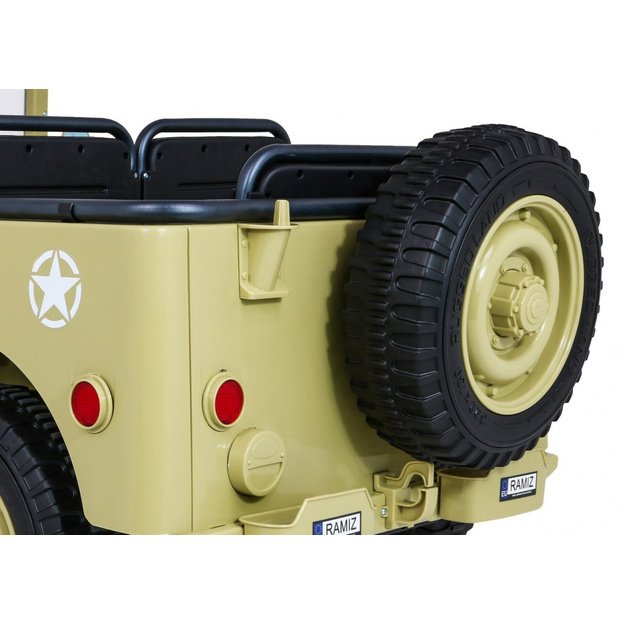 Dvivietis elektromobilis vaikams JEEP 4x4 Willy 24V 4x90W JH101, smėlio spalvos
