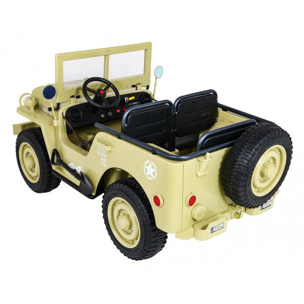 Dvivietis elektromobilis vaikams JEEP 4x4 Willy 24V 4x90W JH101, smėlio spalvos
