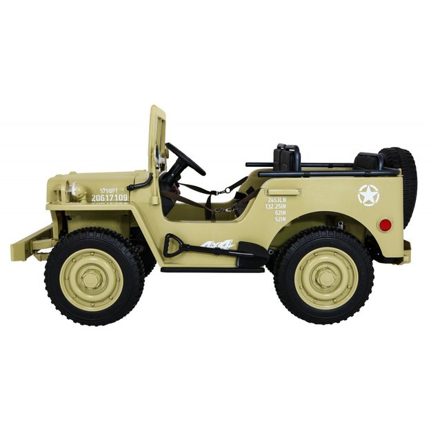 Dvivietis elektromobilis vaikams JEEP 4x4 Willy 24V 4x90W JH101, smėlio spalvos