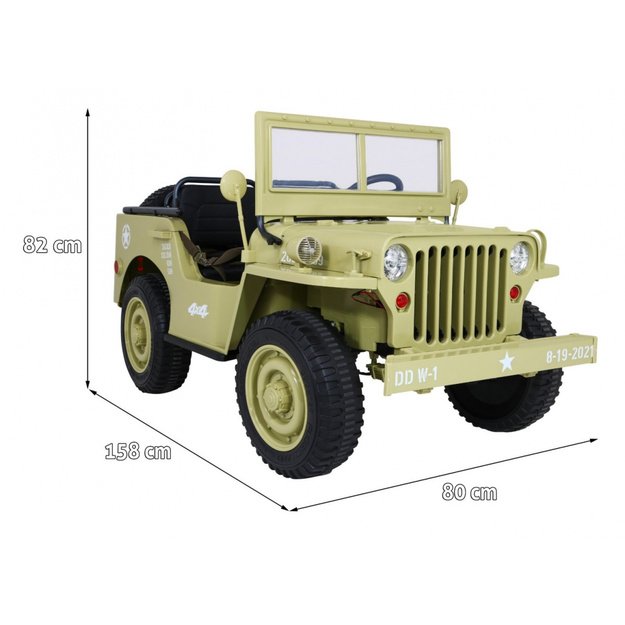 Dvivietis elektromobilis vaikams JEEP 4x4 Willy 24V 4x90W JH101, smėlio spalvos