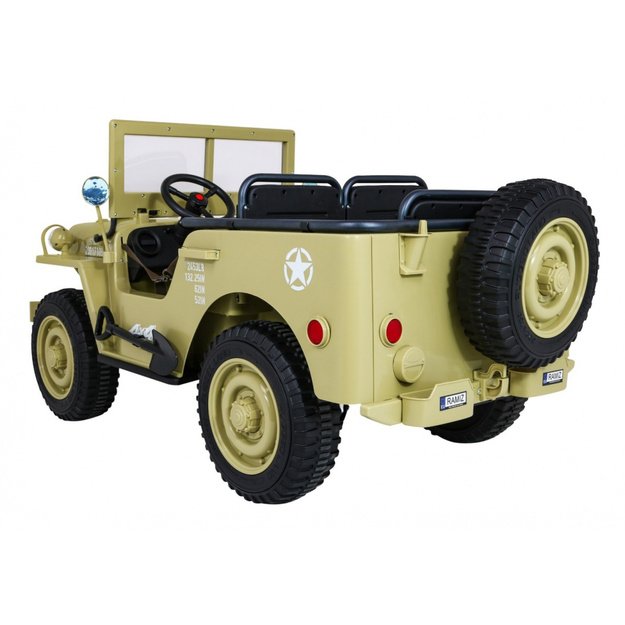 Dvivietis elektromobilis vaikams JEEP 4x4 Willy 24V 4x90W JH101, smėlio spalvos
