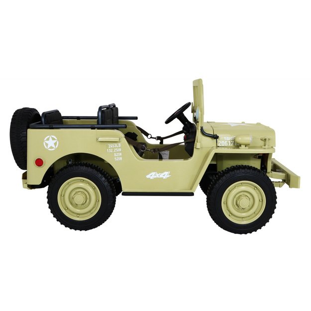 Dvivietis elektromobilis vaikams JEEP 4x4 Willy 24V 4x90W JH101, smėlio spalvos