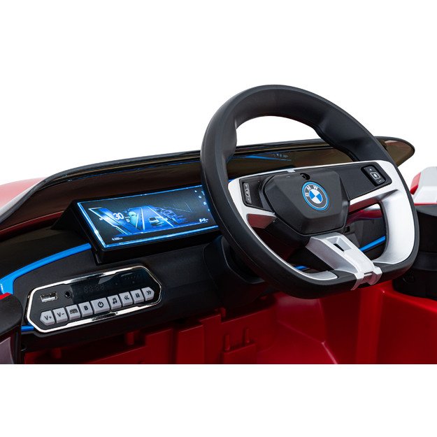 Vienvietis elektromobilis BMW I4, raudonas