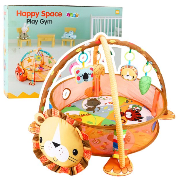 Žaidimų kilimėlis vaikams 3in1 su kamuoliukais „Liūtas“ 