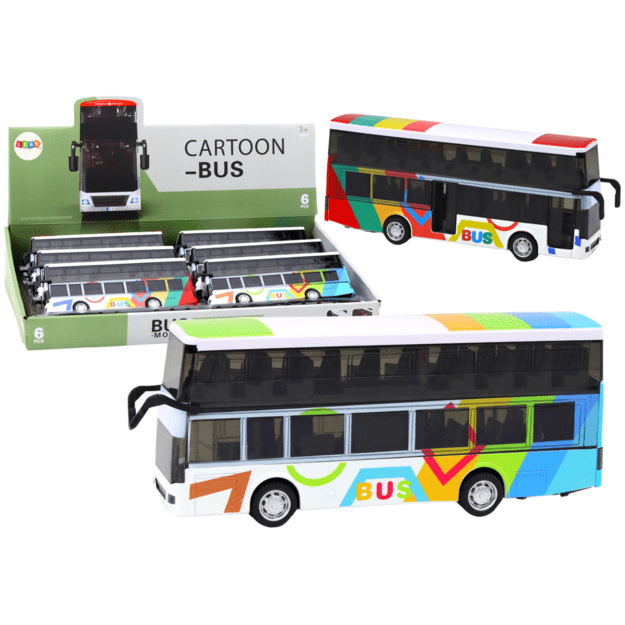 Žaislinis metalinis dviaukštis autobusas su garso efektais