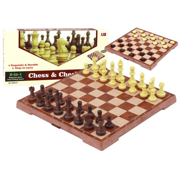 Strateginis šachmatų ir šaškių žaidimas 2in1 