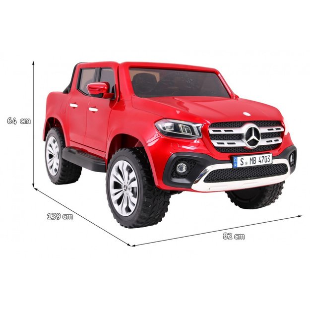 Dvivietis elektrinis džipas vaikams Mercedes Benz X-Class, raudonas lakuotas