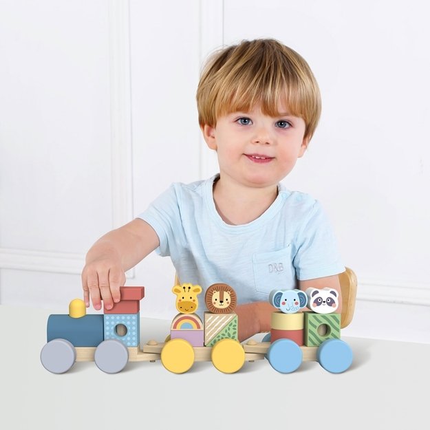 Medinis Montessori traukinukas su gyvūnais, TOOKY TOY