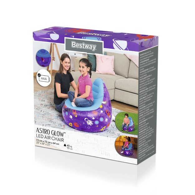 Pripučiamas Cosmos LED fotelis 72x72x64, violetinis Bestway 75122