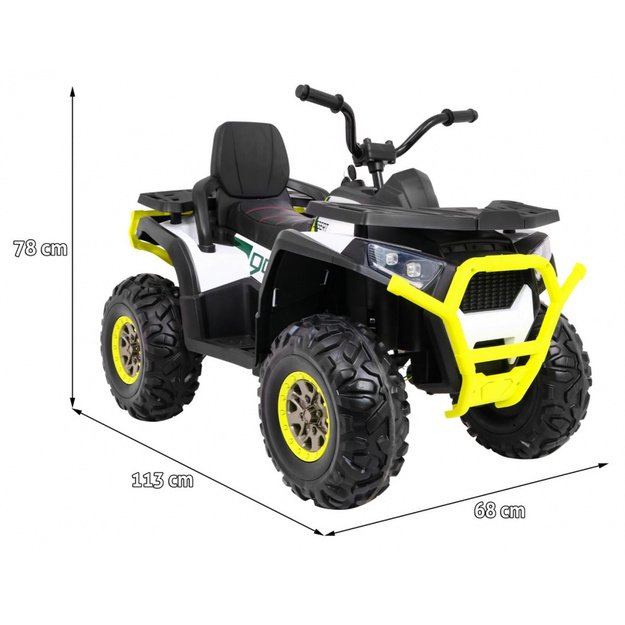 Vienvietis elektrinis keturratis vaikams Quad ATV Desert, geltonai baltas
