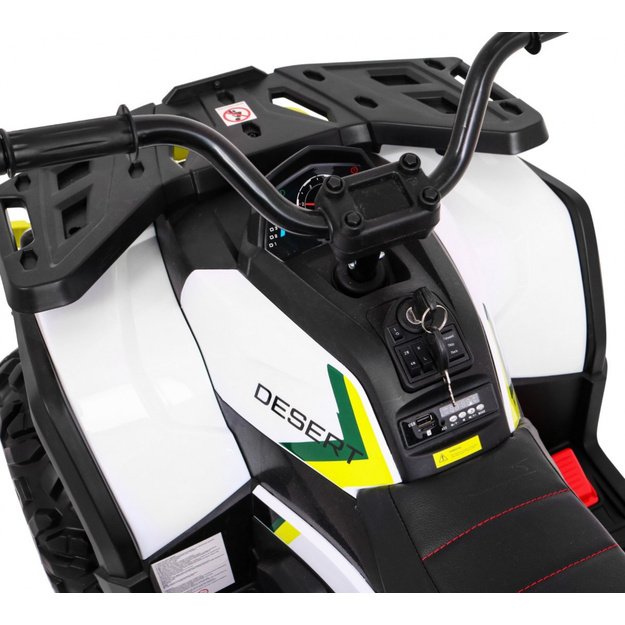 Vienvietis elektrinis keturratis vaikams Quad ATV Desert, geltonai baltas