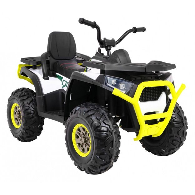 Vienvietis elektrinis keturratis vaikams Quad ATV Desert, geltonai baltas