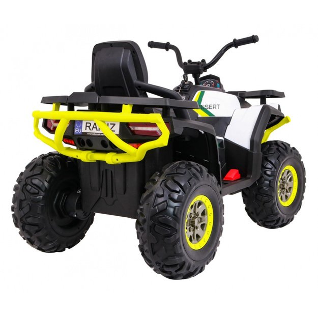Vienvietis elektrinis keturratis vaikams Quad ATV Desert, geltonai baltas