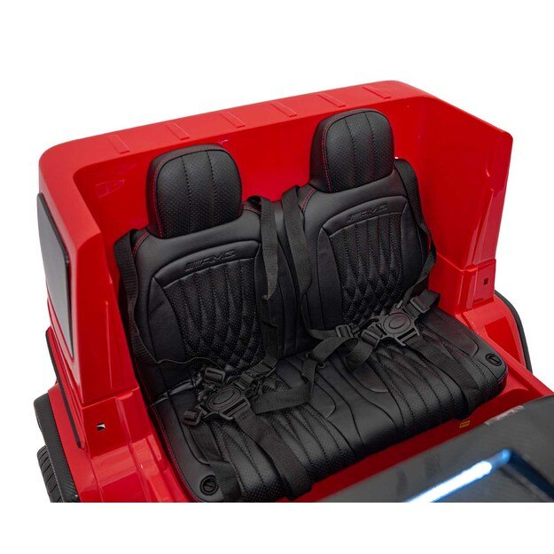 Galingas 4x4 200W dvivietis elektromobilis Mercedes Benz G63 AMG XXL, raudonas