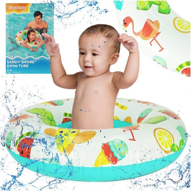 Pripučiamas plaukimo ratas vaikams, flamingai, 61cm, Bestway