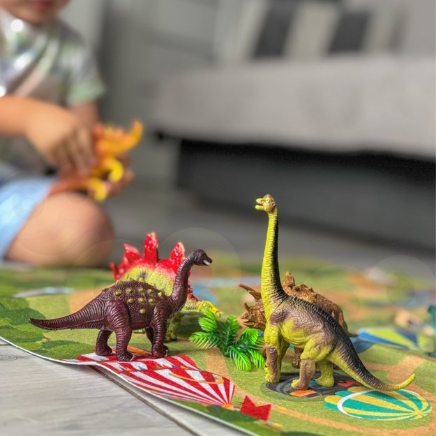 Dinozaurų figūrėlių rinkinys su kilimėliu 9 el., WOOPIE 1
