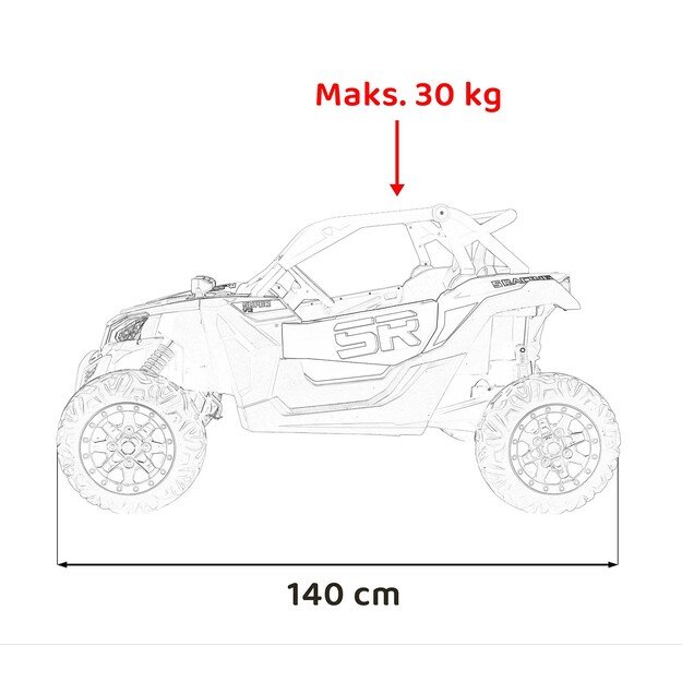Dvivietis elektrinis bagis vaikams SR SUPER 66, raudonas