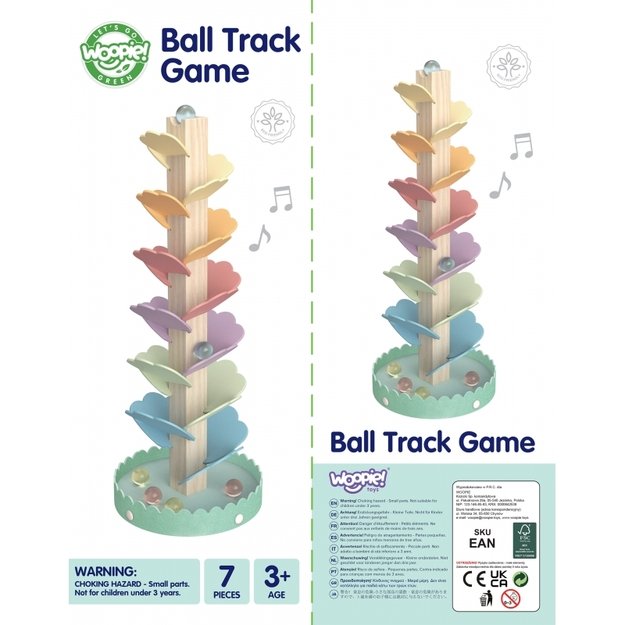 Medinė Montessori muzikinė kamuoliukų trasa, WOOPIE GREEN