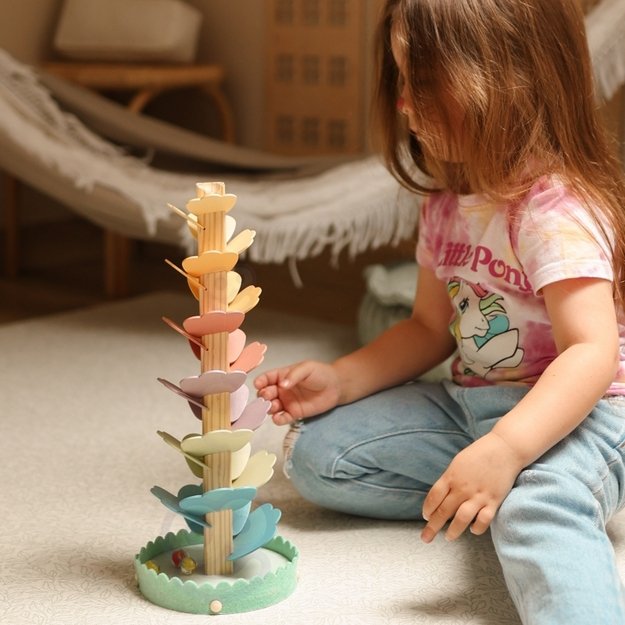 Medinė Montessori muzikinė kamuoliukų trasa, WOOPIE GREEN 3