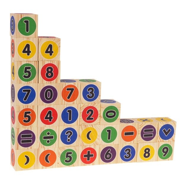 Mokomosios matematinės kaladėlės vaikams 30 vnt.