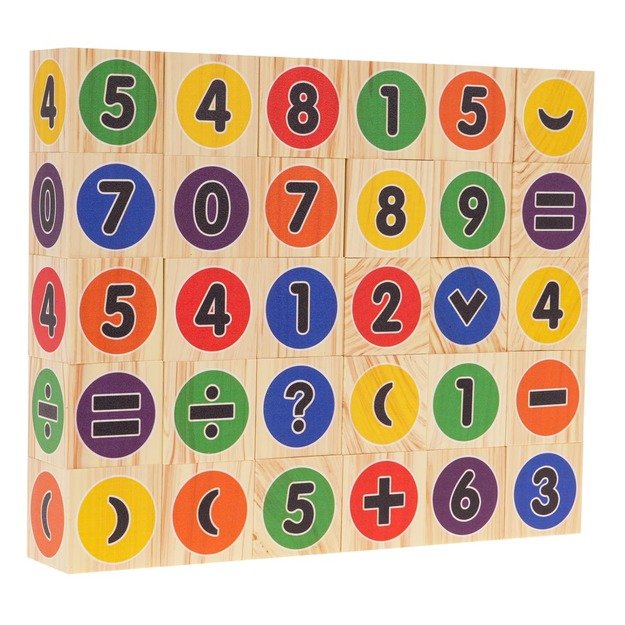 Mokomosios matematinės kaladėlės vaikams 30 vnt.