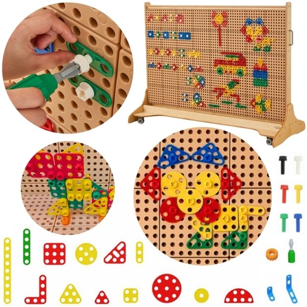 Geometrinių STEM blokų rinkinys vaikams 260 el., MASTERKIDZ