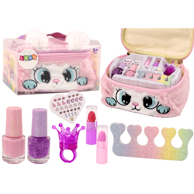 Grožio rinkinys pliušiniame dėkle „Kitty Cat Lacquers“
