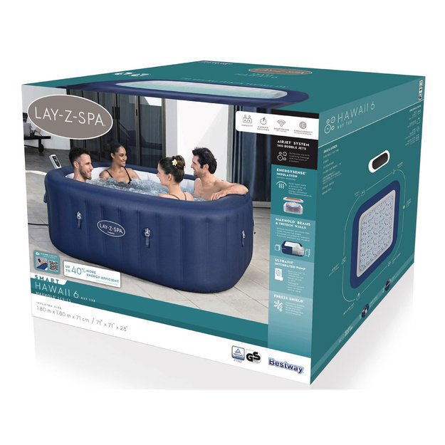 Pripučiama 4-6 asmenims sūkurinė vonia Lay-Z-Spa HAWAII su hidromasažu, Bestway